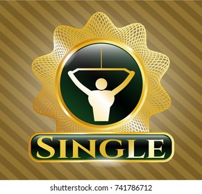  Shiny emblem with lat pull down, exercise icon and Single text inside