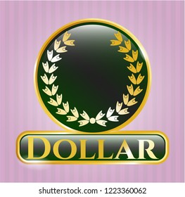  Shiny emblem with leaf crown icon and Dollar text inside