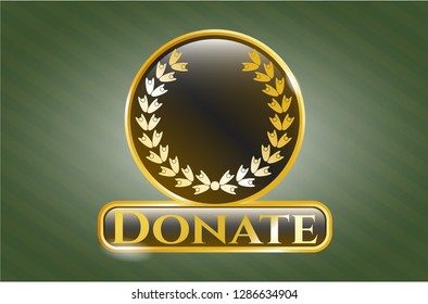  Shiny emblem with leaf crown icon and Donate text inside