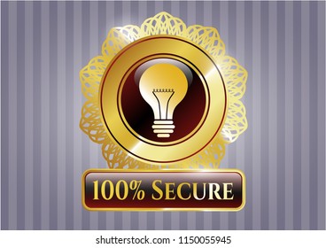  Shiny emblem with light bulb icon and 100% Secure text inside
