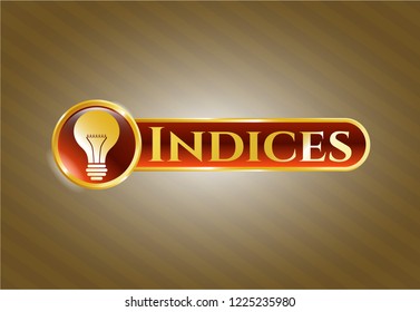  Shiny emblem with light bulb icon and Indices text inside