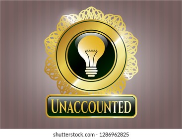  Shiny emblem with light bulb icon and Unaccounted text inside
