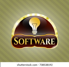  Shiny emblem with light bulb icon and Software text inside
