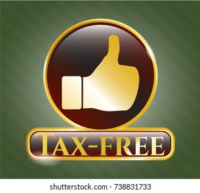 Shiny emblem with like icon and Tax-free text inside
