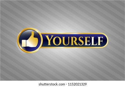  Shiny emblem with like icon and Yourself text inside