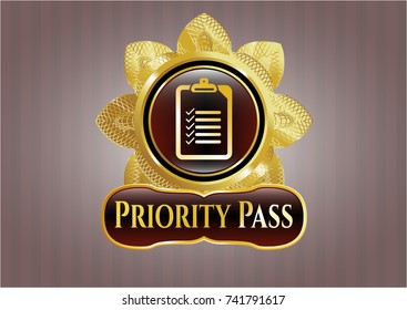  Shiny emblem with list icon and Priority Pass text inside