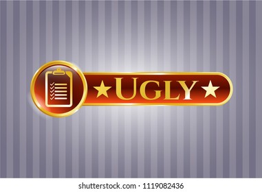  Shiny emblem with list icon and Ugly text inside