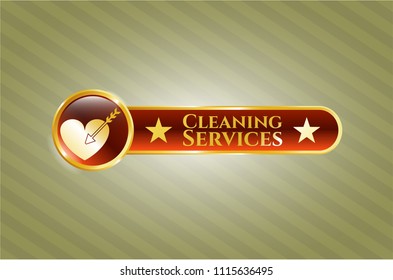                                Shiny emblem with love icon and Cleaning Services text inside    