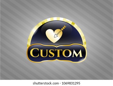  Shiny emblem with love icon and Custom text inside