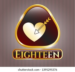  Shiny emblem with love icon and Eighteen text inside