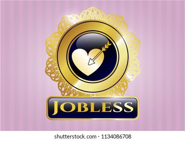  Shiny emblem with love icon and Jobless text inside