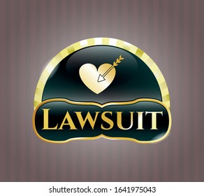  Shiny emblem with love icon and Lawsuit text inside