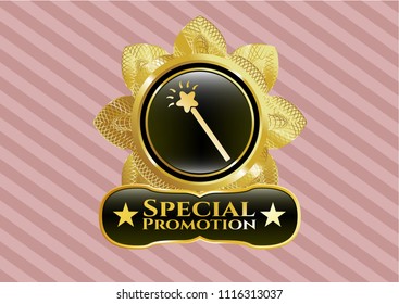  Shiny emblem with magic stick icon and Special Promotion text inside