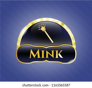  Shiny emblem with magic stick icon and Mink text inside