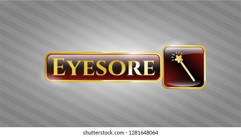  Shiny emblem with magic stick icon and Eyesore text inside