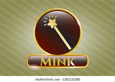  Shiny emblem with magic stick icon and Mink text inside