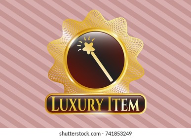  Shiny emblem with magic stick icon and Luxury Item text inside