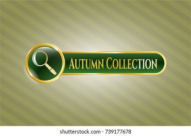  Shiny emblem with magnifying glass icon and Autumn Collection text inside