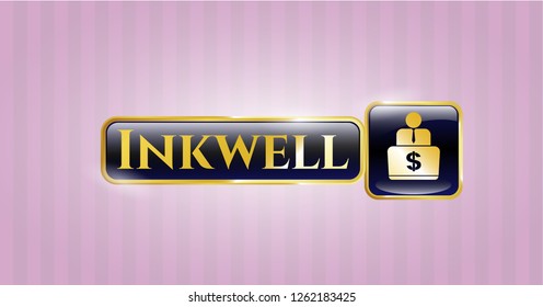  Shiny emblem with man working on computer icon and Inkwell text inside
