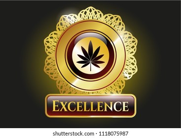  Shiny emblem with marijuana leaf icon and Excellence text inside