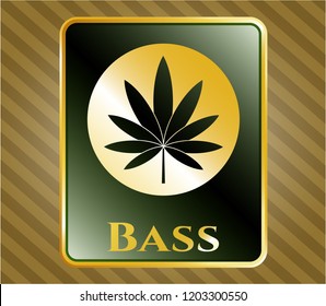  Shiny emblem with marijuana leaf icon and Bass  text inside