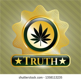  Shiny emblem with marijuana leaf icon and Truth text inside