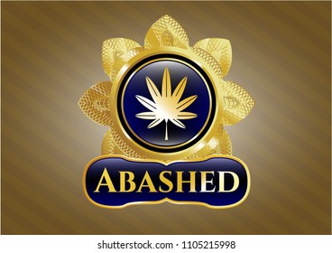  Shiny emblem with marijuana leaf, weed icon and Abashed text inside