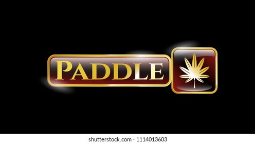   Shiny emblem with marijuana leaf, weed icon and Paddle text inside