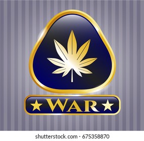  Shiny emblem with Marijuana leaf (weed) icon and War text inside