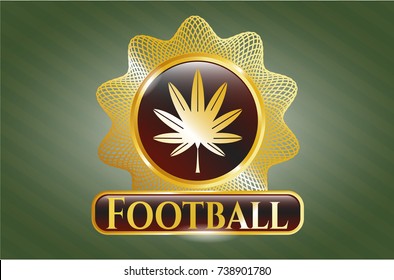  Shiny emblem with marijuana leaf, weed icon and Football text inside