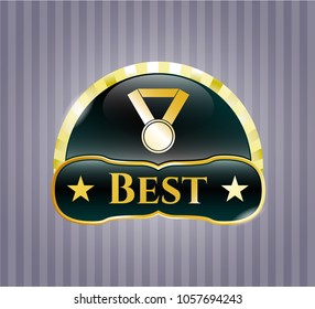    Shiny emblem with medal icon and Best text inside