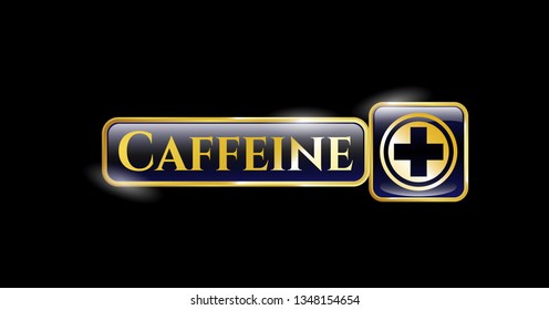  Shiny emblem with medicine icon and Caffeine text inside