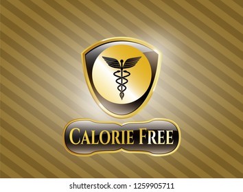  Shiny emblem with medicine icon and Calorie Free text inside
