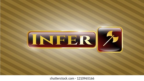  Shiny emblem with medieval axe icon and Infer  text inside