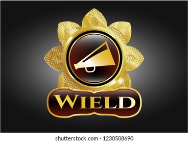  Shiny emblem with megaphone icon and Wield text inside