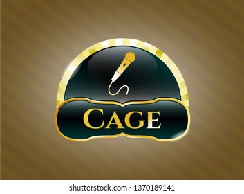  Shiny emblem with microphone icon and Cage text inside
