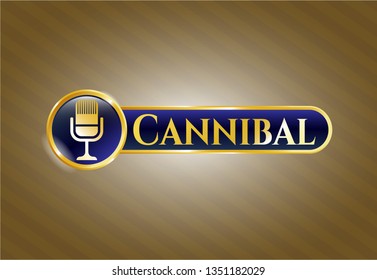  Shiny emblem with microphone icon and Cannibal text inside