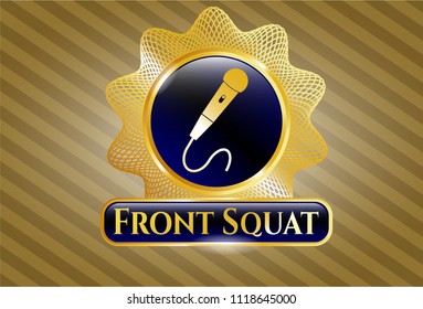  Shiny emblem with microphone icon and Front Squat text inside