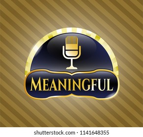  Shiny emblem with microphone icon and Meaningful text inside