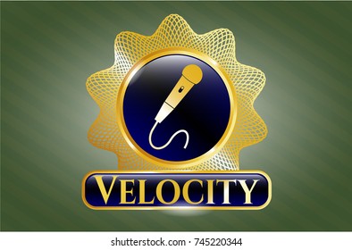  Shiny emblem with microphone icon and Velocity text inside