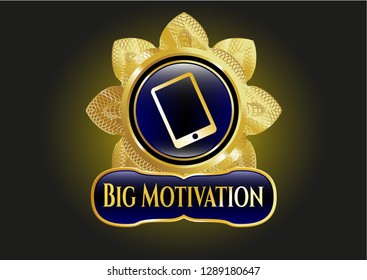  Shiny emblem with mobile phone icon and Big Motivation text inside