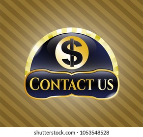  Shiny emblem with money icon and Contact us text inside