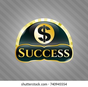  Shiny emblem with money icon and Success text inside