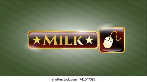  Shiny emblem with mouse icon and Milk text inside
