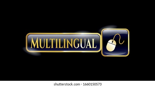  Símbolo brillante con icono del ratón y texto multilingüe dentro