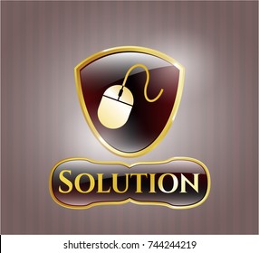  Shiny emblem with mouse icon and Solution text inside