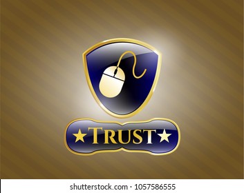  Shiny emblem with mouse icon and Trust text inside