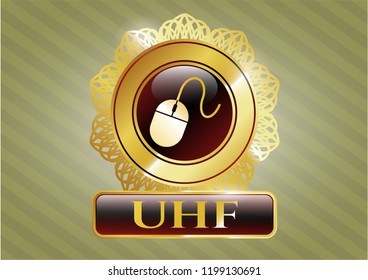  Shiny emblem with mouse icon and UHF text inside