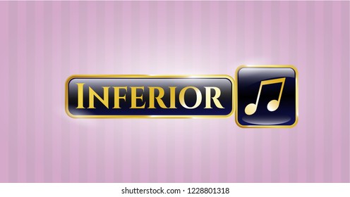  Shiny emblem with musical note icon and Inferior text inside