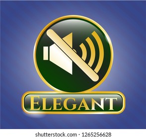  Shiny emblem with mute icon and Elegant text inside
